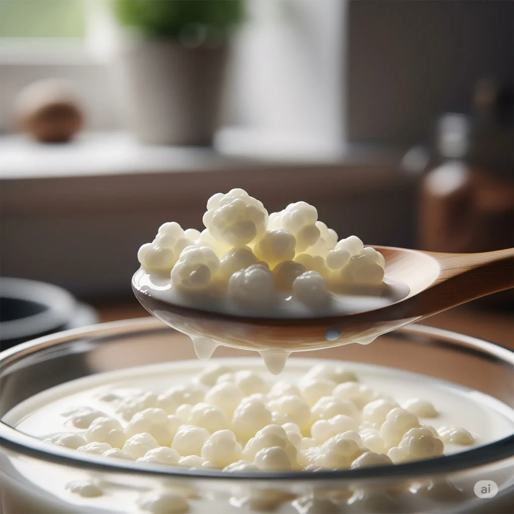 Live milk kefir grains with cauliflower-like texture used to make homemade kefir